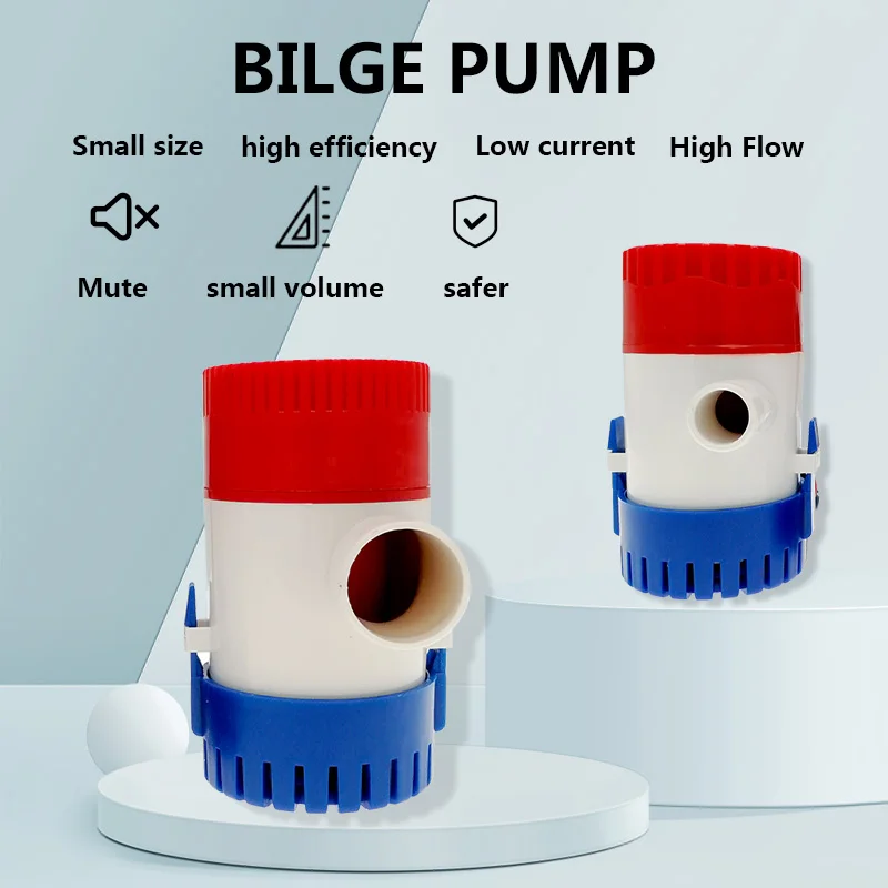 Bilge Pump 12/24VDC 1100GPH 750GPH 500GPH 350GPH High Toughness Tinned Copper Wire Vortex Water Outlet