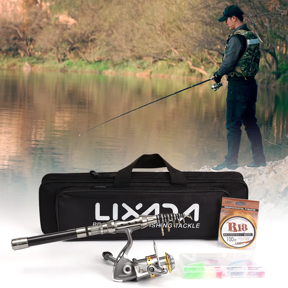 

Lixada Telescopic Fishing Rod Combo and Reel Full Kit Spinning Fishing Reel Gear Pole Set 100M Fishing Line Lures Hooks Jig Head