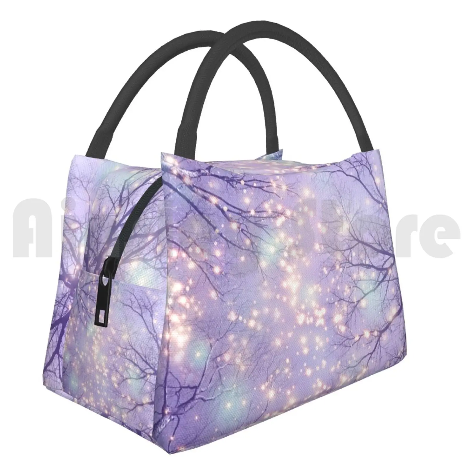 

Portable Insulation Bag Each Moment Of The Year Night Stars Nebula Sky Lavender Aqua Colors Abstract Tree Art