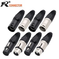 1pc 5Pin XLR Audio Cable Connector 5Pin Male plug MIC Snake Plug for Microphone Cable Electrical Adapter