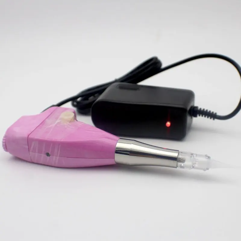 Máquina de tatuaje inalámbrica, Kit de máquina de tatuaje de maquillaje permanente, Color rosa, marmoleado, ombré