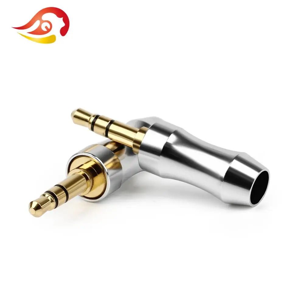 QYFANG 3.5mm 3 Pole Stereo Rhodium/Gold Plated Copper HiFi Earphone Plug Audio Jack Metal Adapter Aluminum Alloy Wire Connector