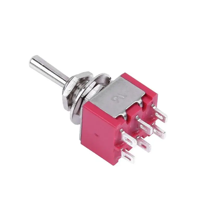 10Pcs Red 6 Pin 3 Position Momentary (ON)-OFF-(ON) Automatic return Toggle Switch AC 125V/6A 250V/3A