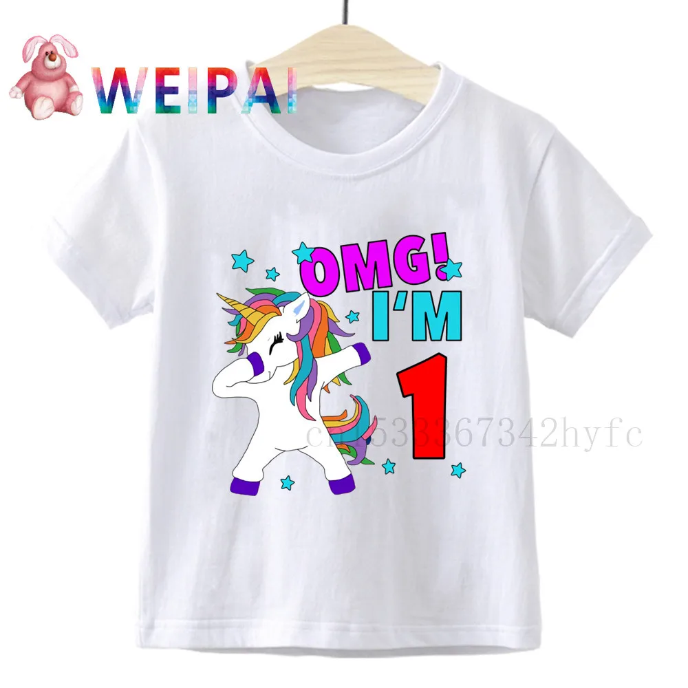 Kids Unicorn Birthday Number T Shirt Children OMG I'm 1 2 3 4 5 T-shirt BoyGirl Gift Tshirt Present Family Outfit