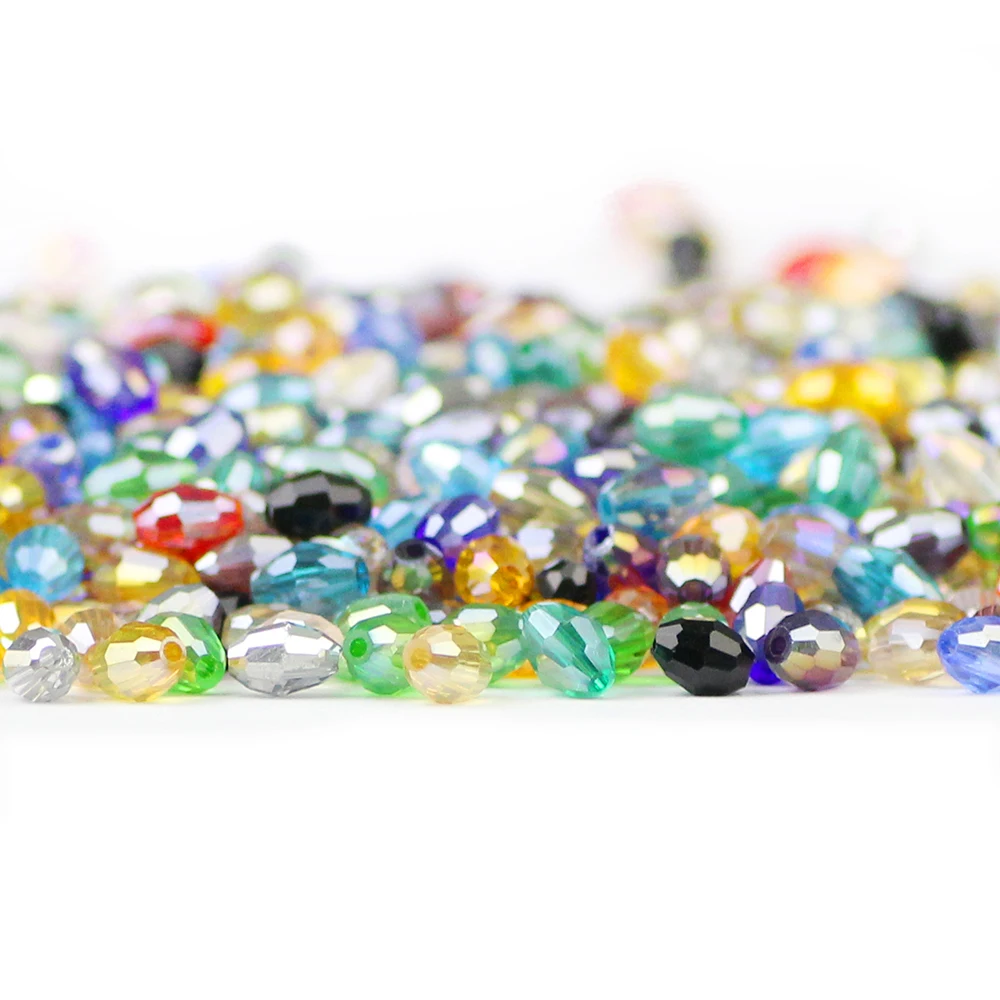100pcs Czech Rice grains Upscale Austrian crystal beads 4*6mm oval shape Loose Glass beads Jewelry making bracelet Necklace DIY
