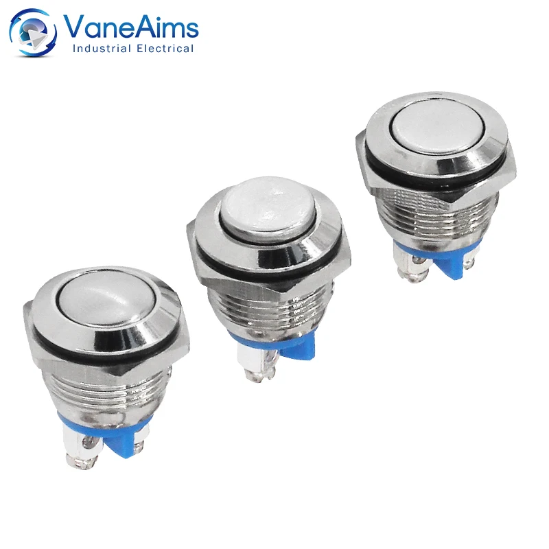 16mm Push Metal button screw fixed Momentary welding foot self-locking switch equipment modification accessories Latching