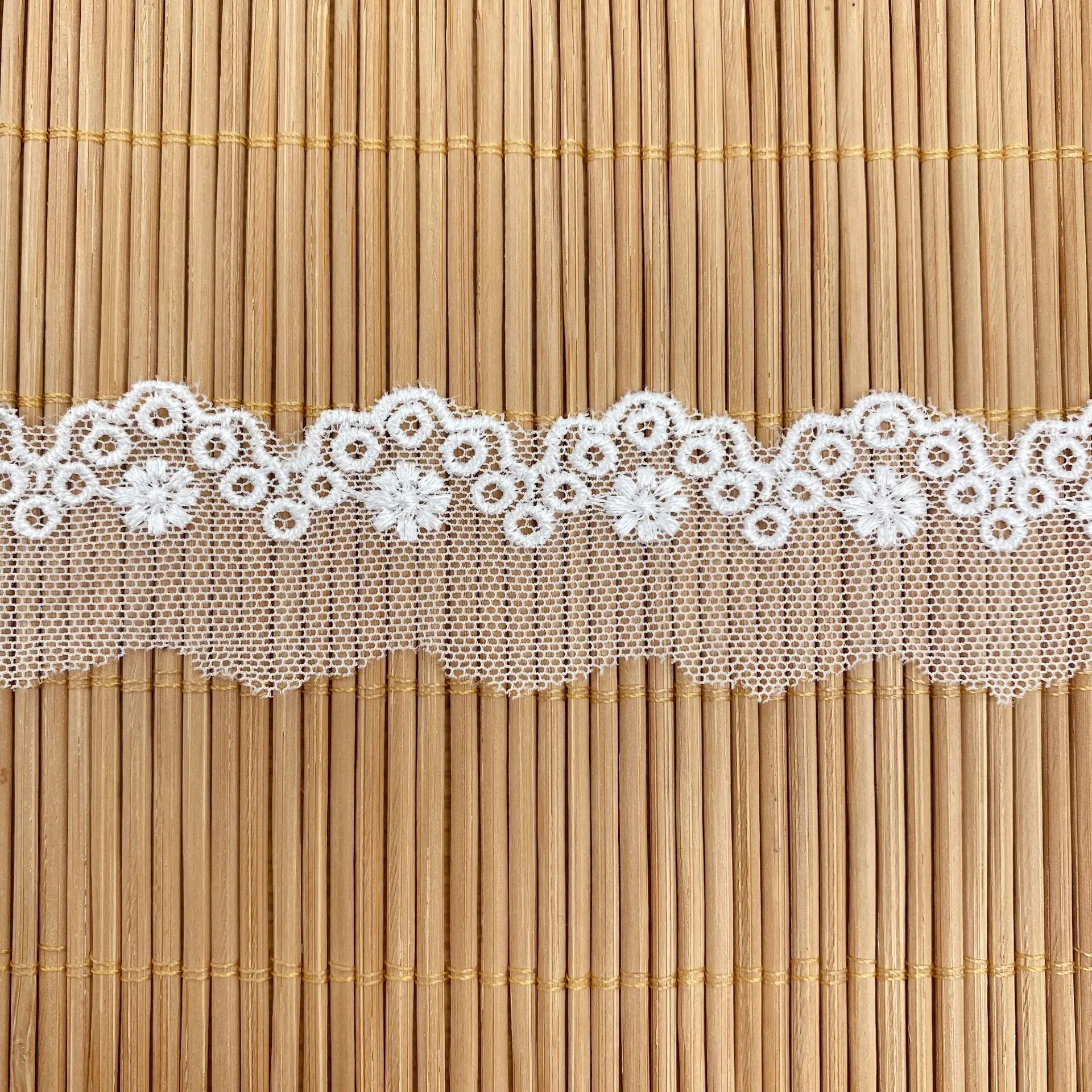 Embroidery Mesh Hollow Hole Flower Lace Fabric Trim DIY Sewing Child Clothing Wedding Craft Decoration Lace Ribbon Handmade Acce