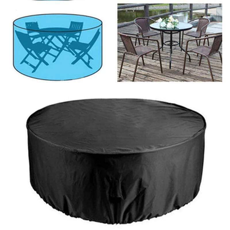 Oxford Cloth Round Furniture Cover Dustproof Waterproof For Outdoor Patio Garden Terrace Round Table Cover Pool Protective Case