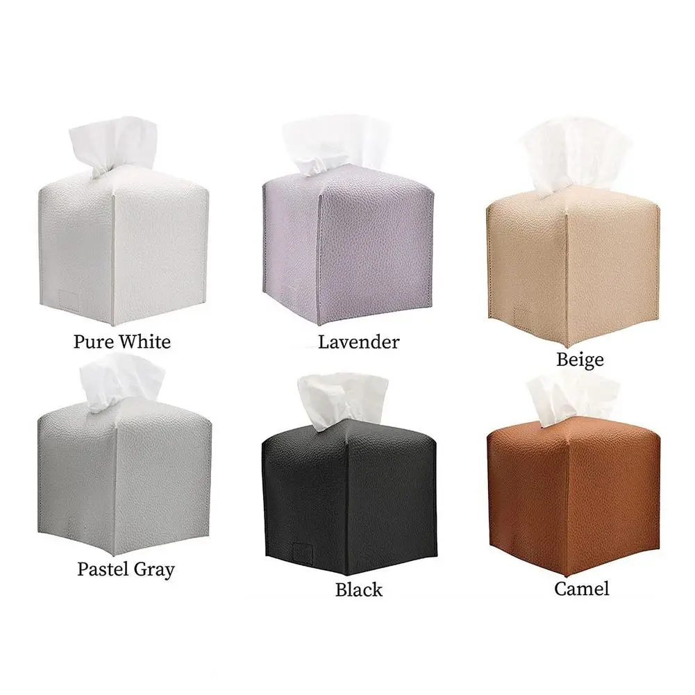 PU กล่องกระดาษทิชชูผู้ถือฝาครอบกรณีตารางรถสำนักงาน Elegant ใหม่ PU กล่องกระดาษทิชชู