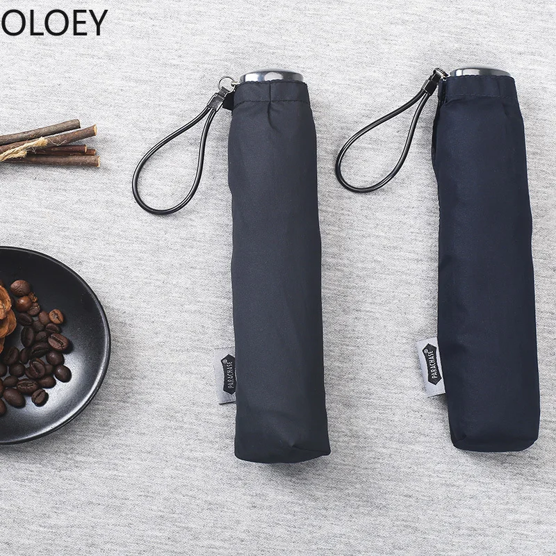 Carbon Fiber Mini Umbrella Folding Pencil Parasol UV Sun Pocket Umbrella Windproof Light Small Travel Umbrella Rain Women Black