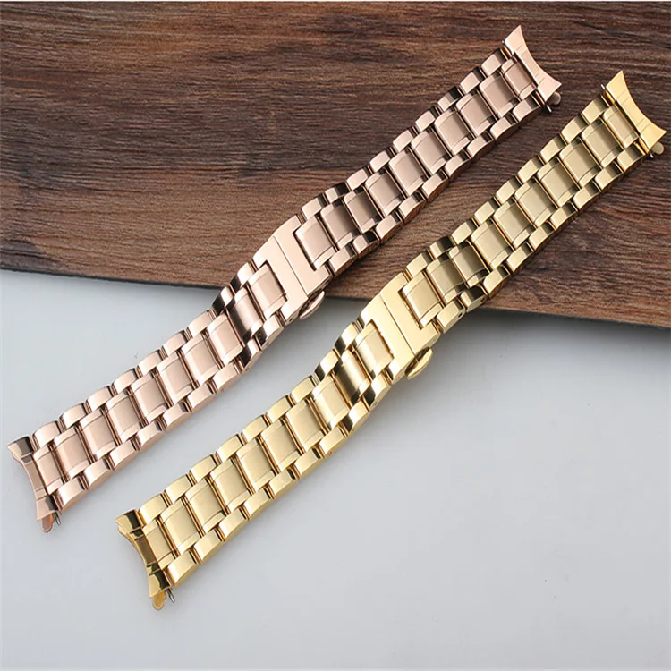 Watch Band 12 14 15 16 17 18 19 20 21mm 22mm 23mm 24mm Stainless Steel Watch Strap Curved End Butterfly Buckle Strap Bracelet