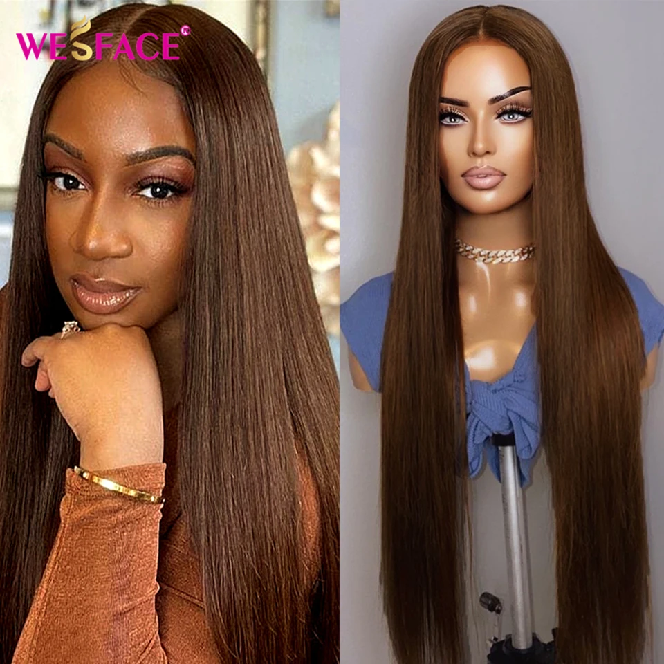 

Long Straight Chocolate Brown Colored Wig 13×4 Lace Front Wig Pre Plucked For Women Brazilian Lace Fronta Human Hair Wigs Remy