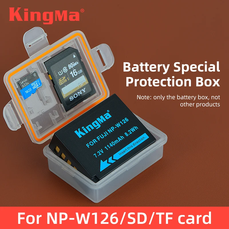 KingMa NP-W126 Battery Holder Box Battery Storage Case For FUJIFILM NP-W126 Battery XT2 XT10 XT20 XT30 XT100 XH1 X100F XA2