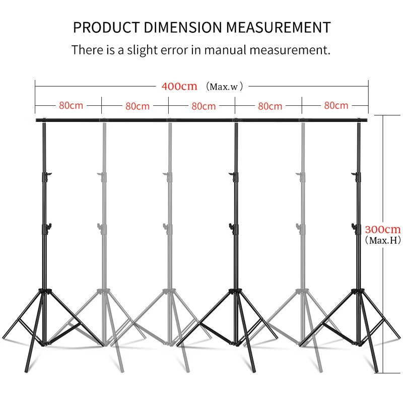 3m*4m Large Adjustable Backdrop Stand Photo Background Support System with Spring Clamp Elastic String Holder Clip Photography