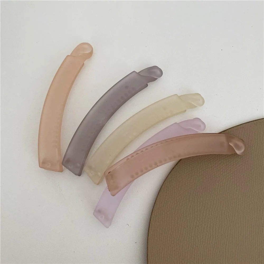 Solid Acrylic Frosted Banana Hair Clip Hairpin Ponytail Holder Candy Color Women Girls Vertical Hair Clamps Geometric Headwear