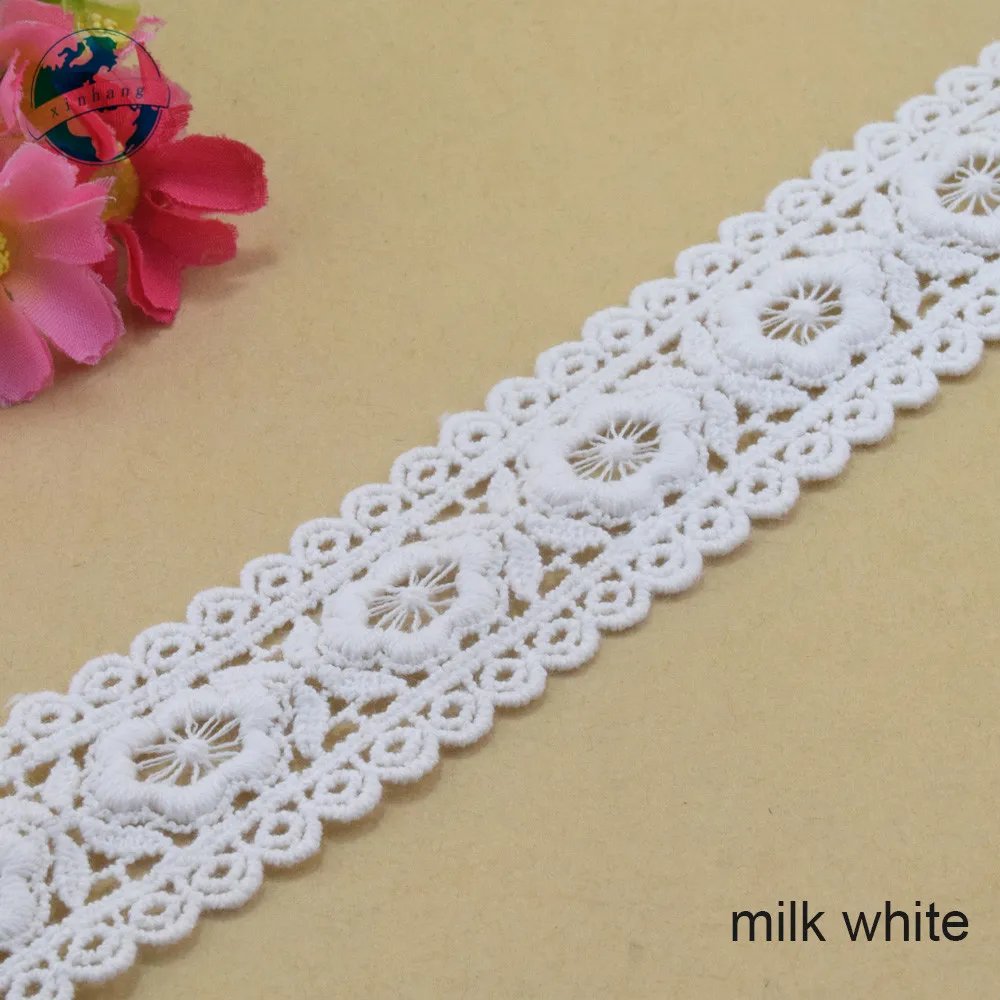 3.5cm Wide 100% Cotton embroid lace sewing ribbon guipure trim wedding decoration DIY dolls colthes Accessories lace ribbon#4201