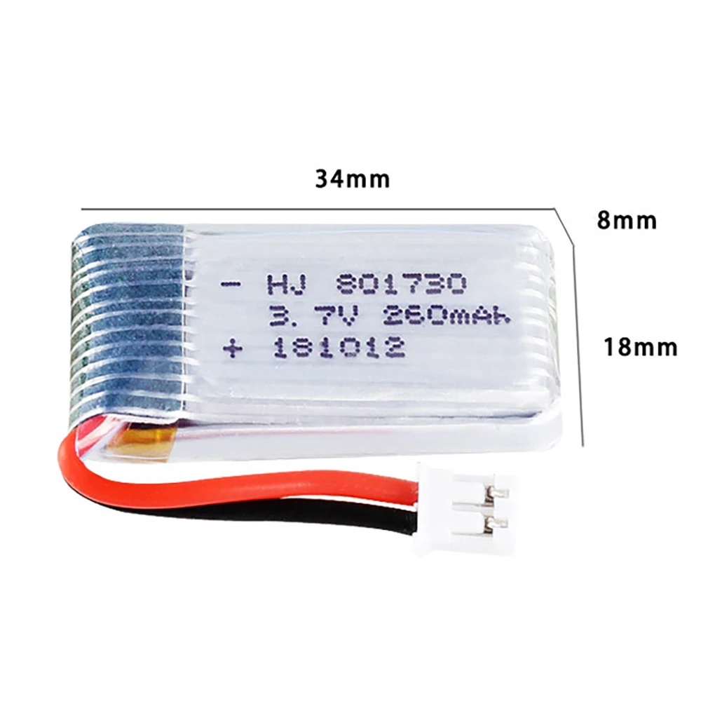 2pcs/lot High Speed 3.7v 260mAh 801730 20C Polymer Lipo Battery For H36 Mini RC Quadcopter Toy Parts And Other Similar Products