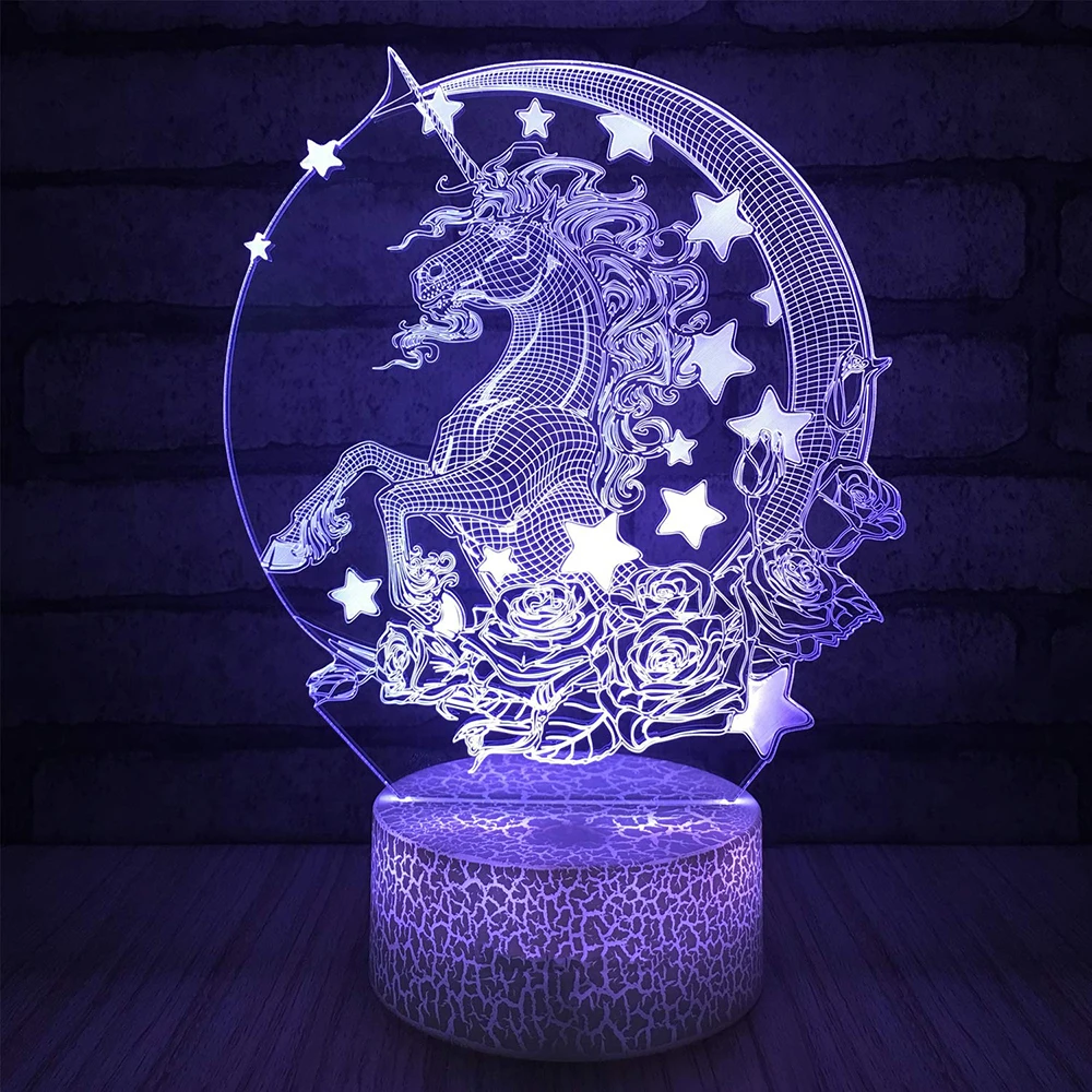 Remote / Touch Control 3D LED Night Light Fashion Unicorn-series 7 / 16 Color Change LED Desk Lamp Kids Xmas Gift Home decor D30