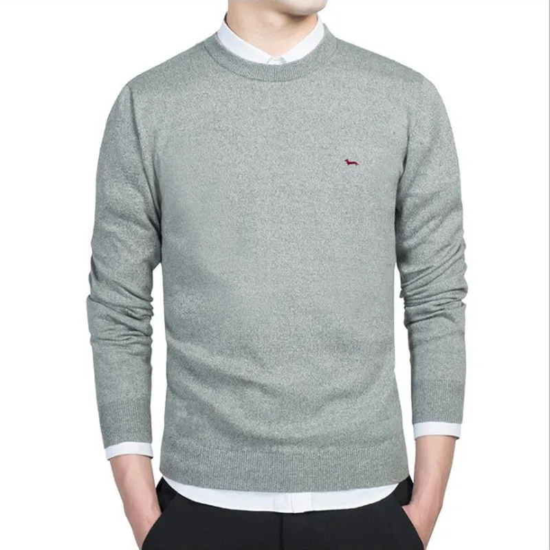Nuova Primavera Autunno Casual Polo Jersey Uomo Solid Pullover Manica lunga 100% cotone Harmont O-Collo Blaine Plus Size Maglioni
