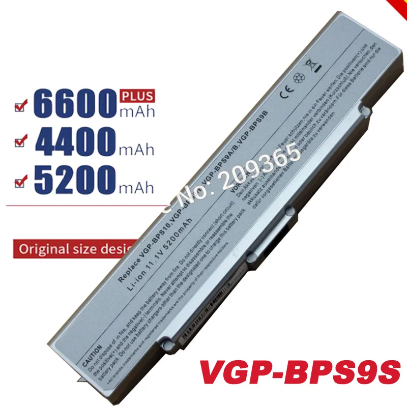 

HSW 11.1V VGP-BPS9/S VGP-BPS9A/S VGP-BPL9 Laptop Battery For Sony VAIO VGN-CR13G VGN-CR190 VGN-CR20 VGN-CR33