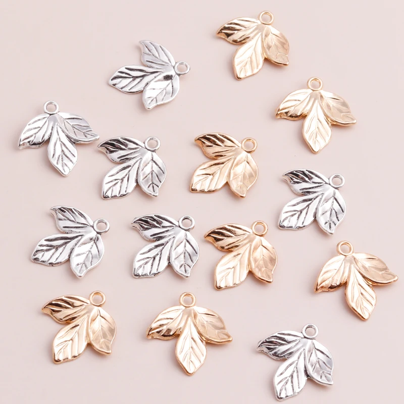 Leslie 20pcs Fashion Three Leaf Pendants DIY Bracelets Vintage Leaves Beads Charms Making Necklaces 20x20mm Accessories