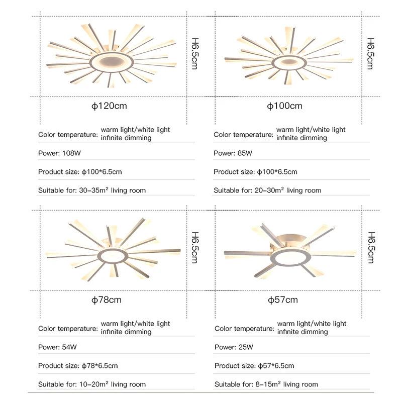 Modern and Simple LED Chandelier Creative Sunlight Ceiling Light Living Room Bedroom Dining Room Kitchen Lighting Remote Control