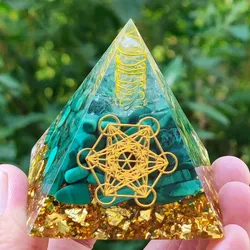 Orgone Energy Pyramid Natural Crystal Green Peacock Chakra Energizing Orgonite Bring Lucky Absorbs Negative Energy Ornaments Gif