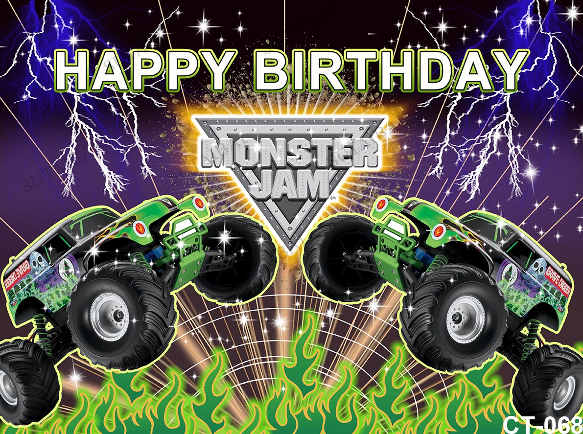 Truck Cars Backdrops for Boys Birthday Party Blaze Monsters Machine Theme Photography Photo Studio Backgrounds Vinyl Custom