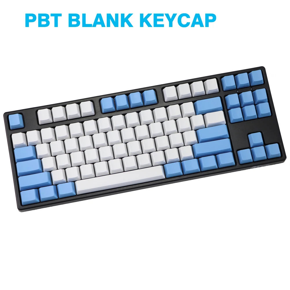 Blank 87 keys ANSI ISO layout Thick PBT Keycap White Blue Raindrop color matching keycaps OEM