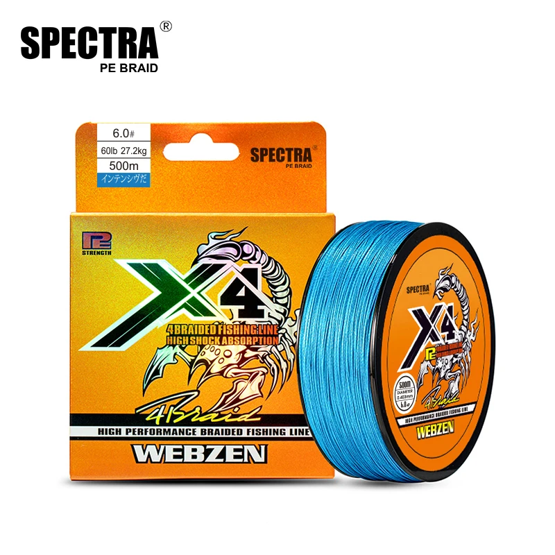 Línea de pesca de PE fuerte Spectra, multifilamento de 4 hebras, 100M, 300M, 500M, línea de pesca de PE suave, de peces de línea 12-80lb, cero estiramiento