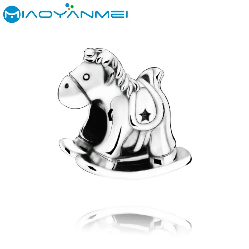 

925 Sterling Silver Beads Fit Original Pandora Bracelets The Unicorn Rocking Horse Charm Women DIY Fashion Jewelry Gift