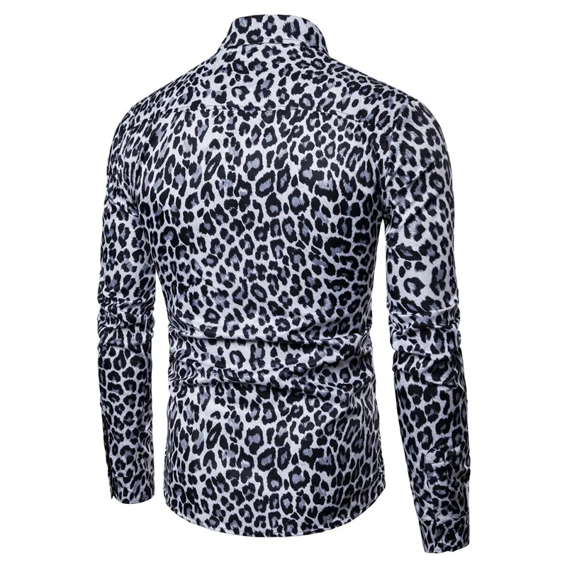 Camisa de manga larga con estampado de leopardo para hombre, ropa informal de alta calidad para fiesta Social, tendencia de Club