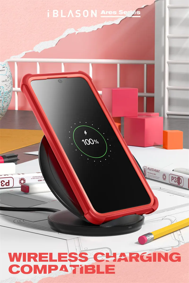 For Samsung Galaxy S22 Case 6.1inch (2022 Release) I-BLASON Ares Full-Body Rugged Bumper Cover WITHOUT Built-in Screen Protector