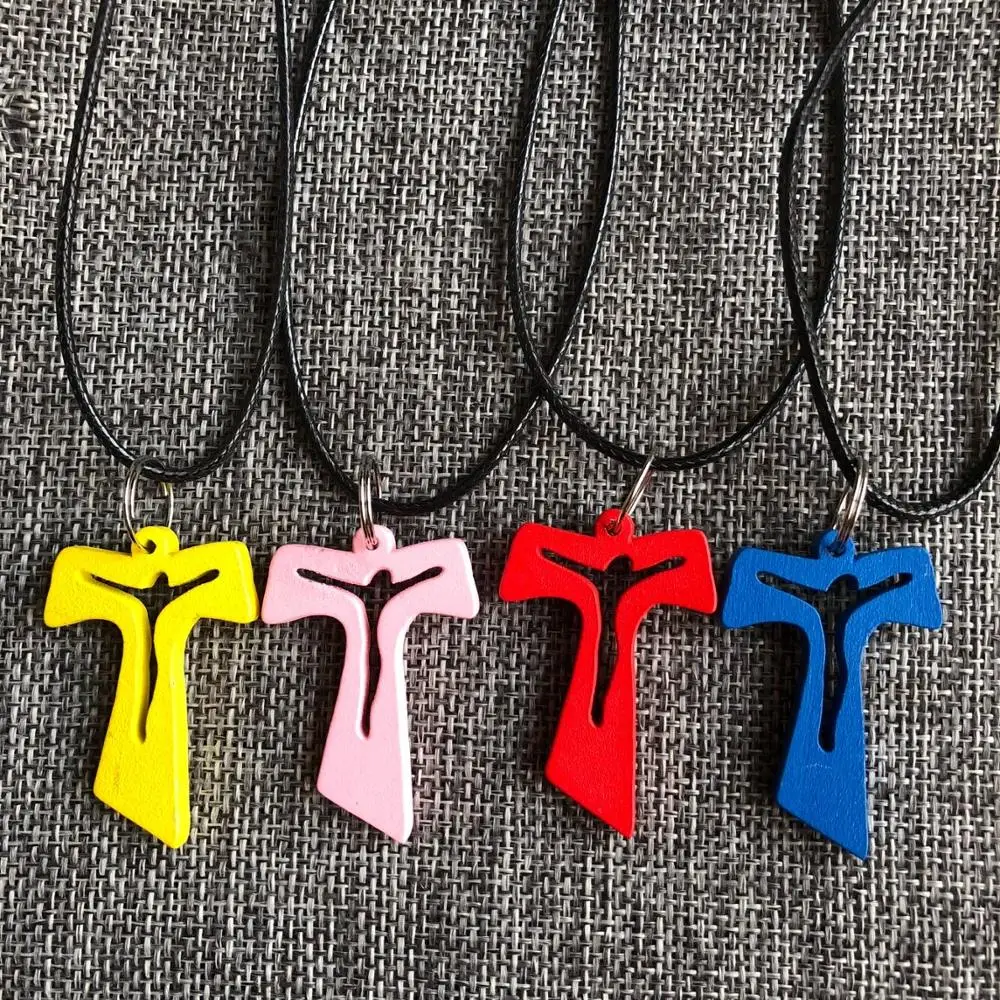 Freeship wood rosary accessory, rosary cross pendant,small Anka cross, Africa mini Anka cross pendant necklace with wax cord