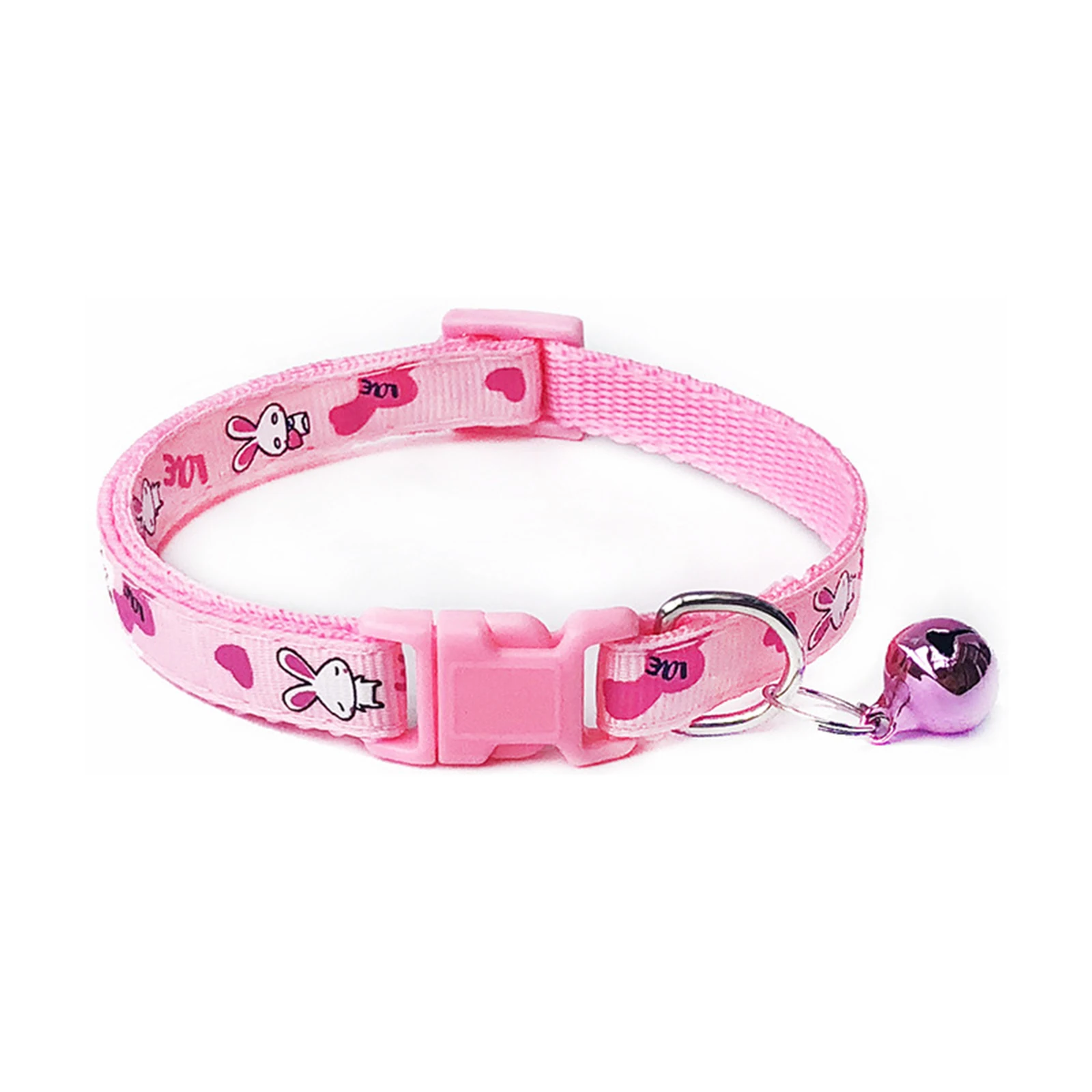 Pet Cat Dog Collar Adjustable Safety Buckle Plaid Rabbit fishbone Printed Cat Collar With Bell Kitten Puppy Accessories Supplies
