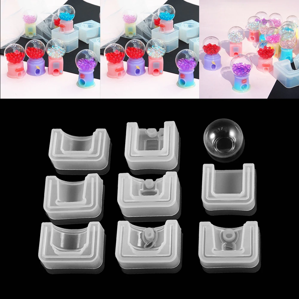 Twirling Gashapon Machine Epoxy Resin Molds Set Glass Bubbles For Epoxy Jewelry Casting Miniature Dollhouse Game Toys Supplies