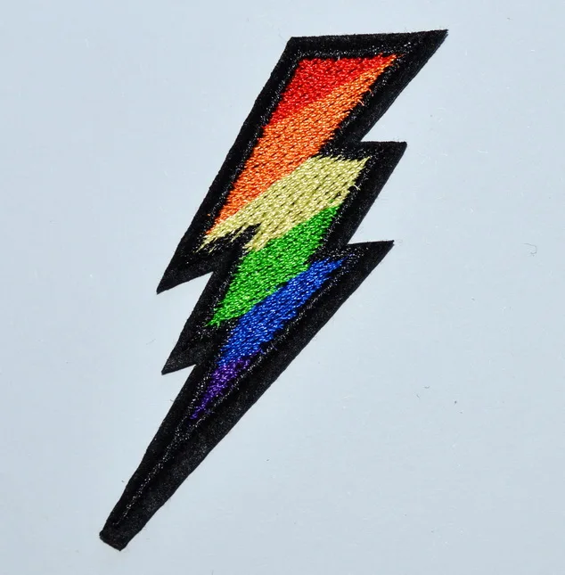 

(5 pcs) Thunder Rainbow Flash Lighting bolt Rock Punk Retro Emblem Clothing Iron on patch ( about 2.7 * 8.2 cm)