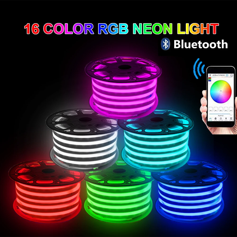 

RGB Neon Strip 220V Waterproof 750W 1500W Music Bluetooth Control Flexible SMD 5050 LED Neon Sign Light 110V