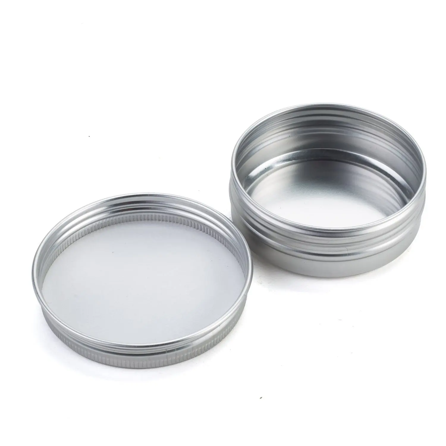 100pcs x 5g 10g 15g Aluminum Round Lip Balm Tin Containers with Screw Thread Lid - Great for Spices, Candies, Tea or Gift Giving