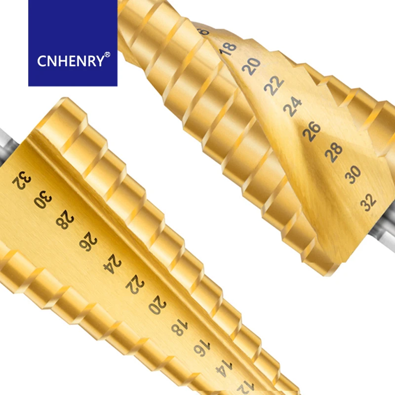 HSS Step Drill Titanio Rivestito Hole Trapano Cono Punta del trapano 4-12/4-20/4-32mm per la Lavorazione Del Legno Metallo perforazione Set