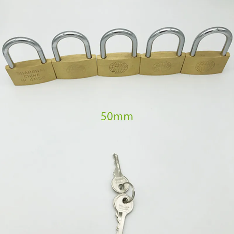 5 PC 50mm padlocks open by same keys Copper locks padlock for drawer luggage case box Hardware