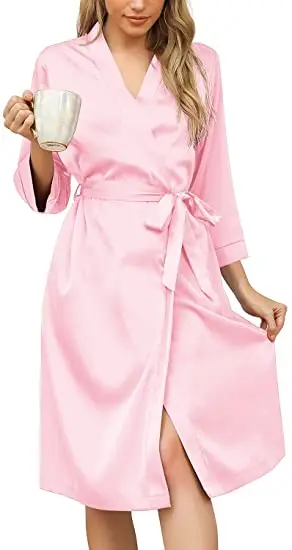 InjSatin-Robe longue de demoiselle d'honneur pour femmes, kimono féminin, peignoir sexy, grande taille XXXL