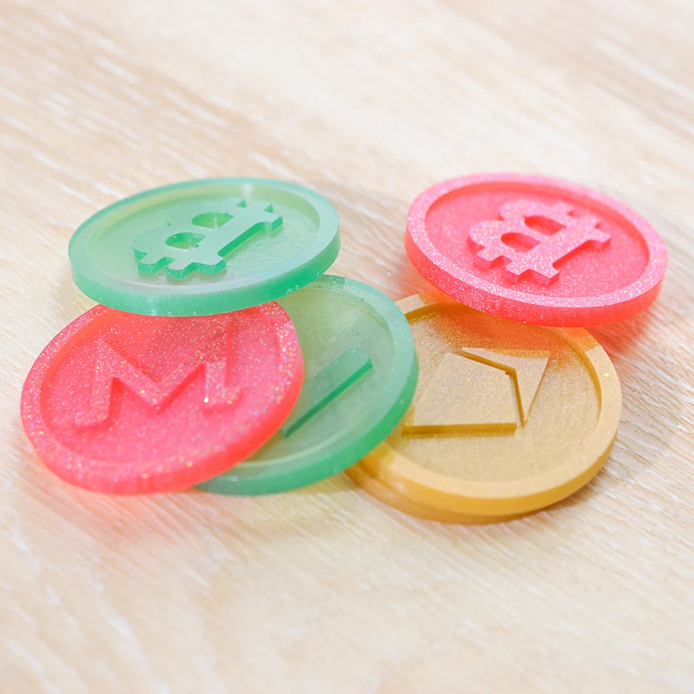 DM134 2 Pcs Game Chips Bitcoin Shape Resin Mold Epoxy Mal Moule Pour Resine Resina Epoxi Moldes For Accessories Tool