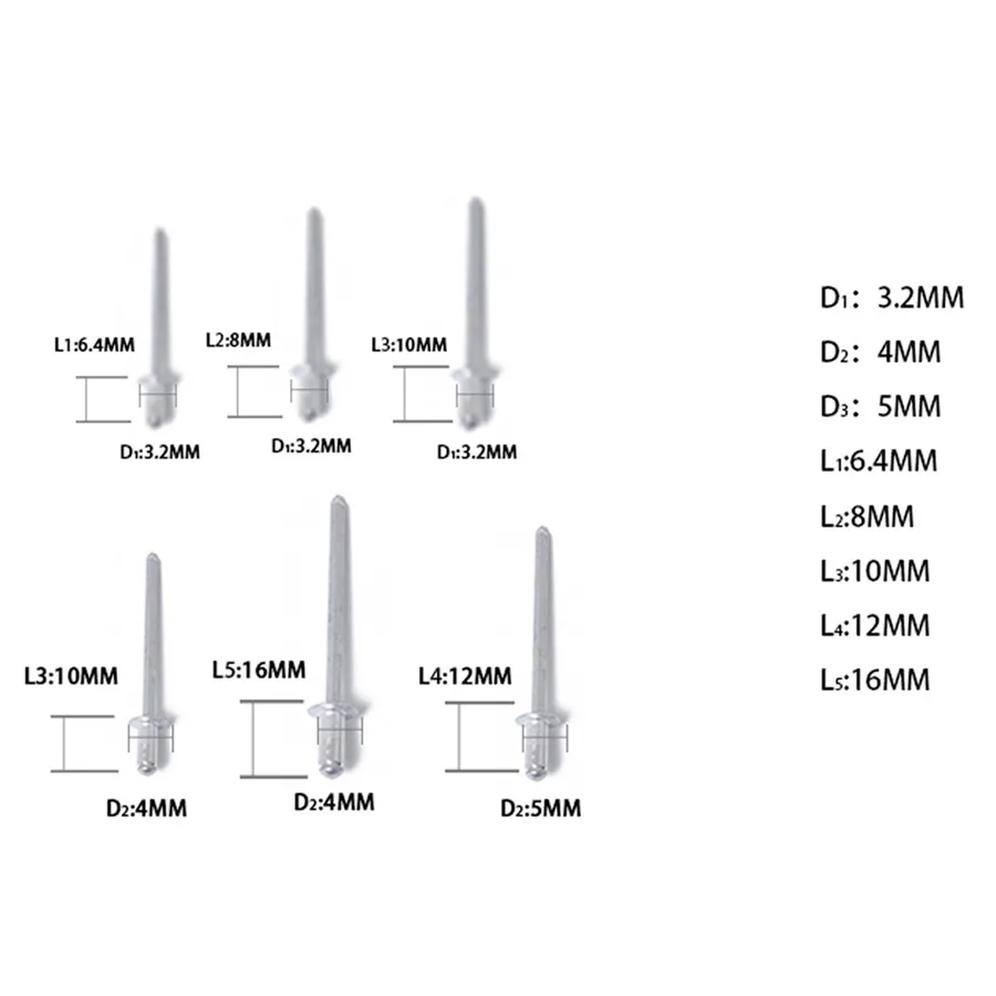 120 Pcs set Car Mixed Aluminum Rivet Open Domed Head Blind Rivets 3.2mm 4mm 5mm