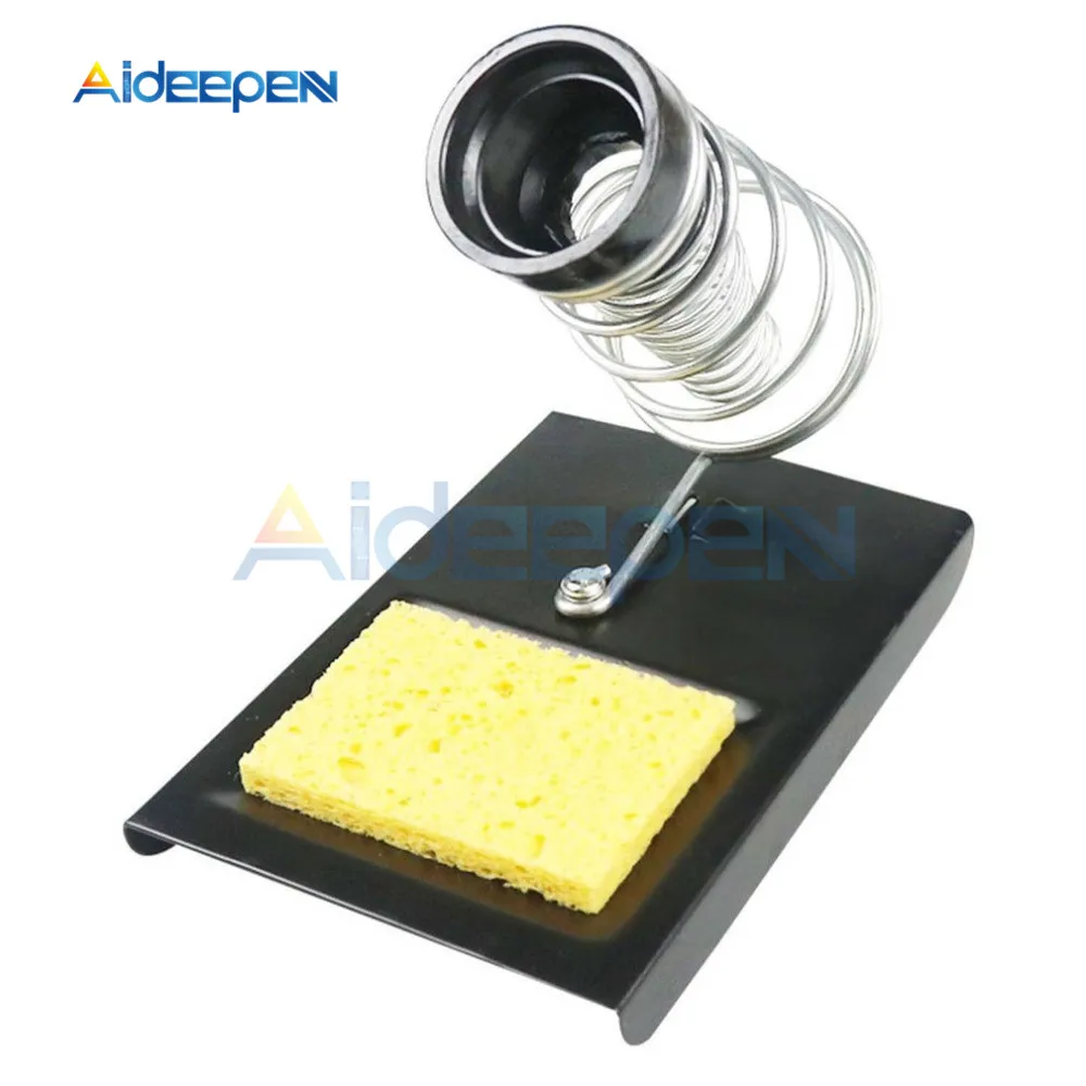 Universal Soldering Iron Stand Holder Base Spring Metal Solder Iron Support Safety Protect Base + Sponge for Soldering Iron