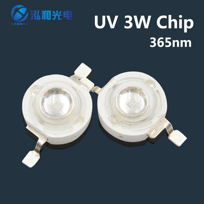 

100pcs 3W UV Purple LED Ultraviolet Bulbs Lamp Chips 365nm 375nm 380nm 385nm 395nm 400nm 405nm 410nm 420nm 3W High Power Light