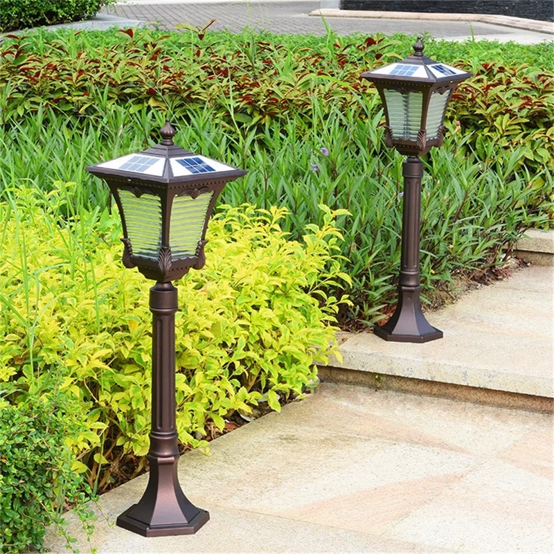 OUTELA Outdoor Lawn Lights Solar Retro Brown Garden Lamp LED Waterproof IP65 Home Decorative for Duplex