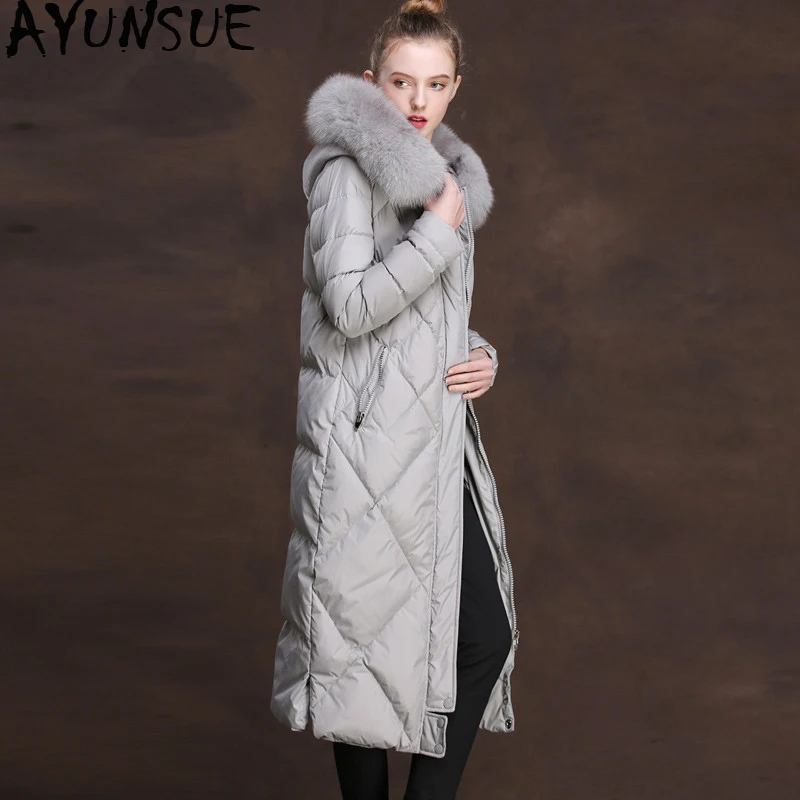 

AYUNSUE Women's Down Jacket Winter Jacket Women Real Fox Fur Collar Long Jackets for Women Parka Warm Down Coat veste femme MY