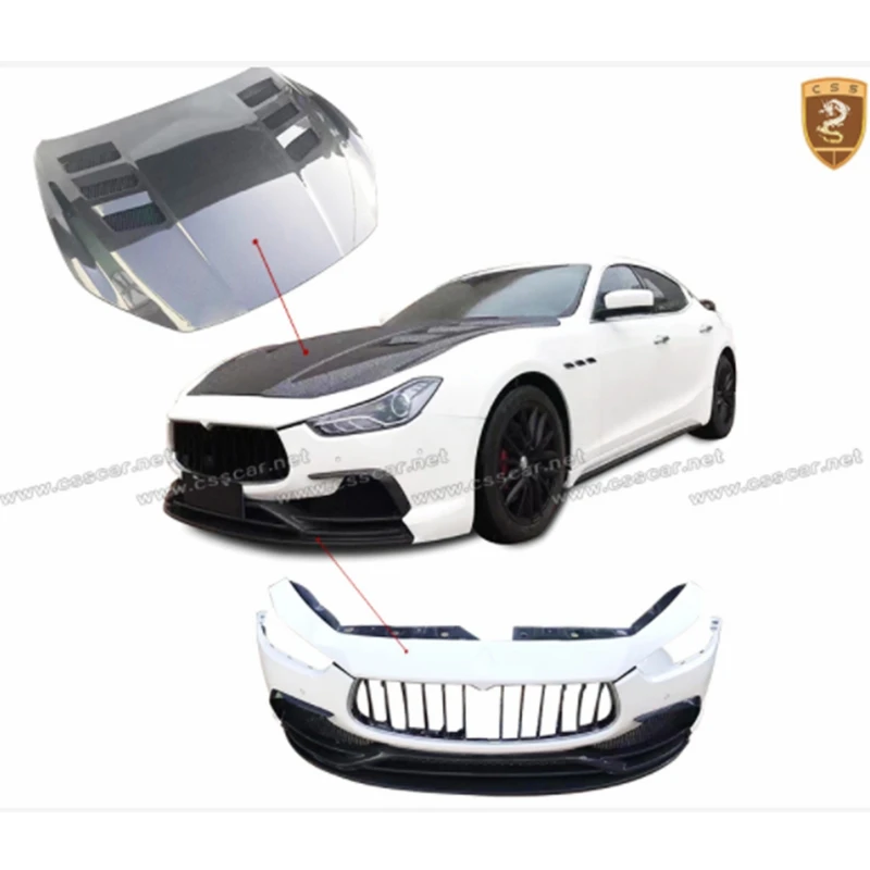 

For 2013-2020 Maserati Ghibli Real Carbon Fiber Engine Hood CSS Design Front Bumper Body Kits CSSYL Auto Accessories 00424