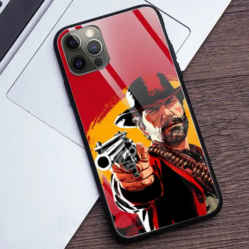 Red Dead Redemption 2 Phone Case Tempered Glass For iPhone 12 11 Pro XR XS MAX 8 X 7 6S 6 Plus SE 2020 12 Pro Max Mini case